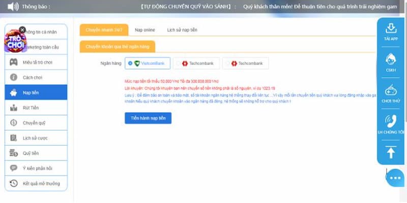 Quy trình thực hiện giao dịch tiện lợi tại Hi88 qua internet banking