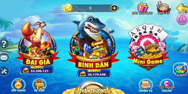 Sảnh game đa dạng ai cũng có thể chơi tại Bắn Cá Đổi Thưởng